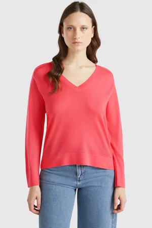 Benetton Benetton, Sweater With V-neck In Pure Merino Wool, size L, , Women