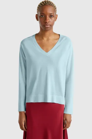 Benetton Benetton, Sweater With V-neck In Pure Merino Wool, size XL, , Women