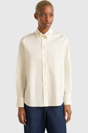 Benetton Benetton, Shirt With Embroidered Collar, size S, , Women