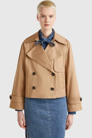 Benetton Benetton, Cropped Double-breasted Trench Coat, size, , Women