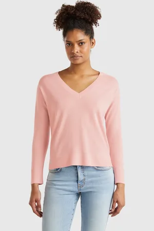 Benetton Benetton, Sweater With V-neck In Pure Merino Wool, size L, , Women
