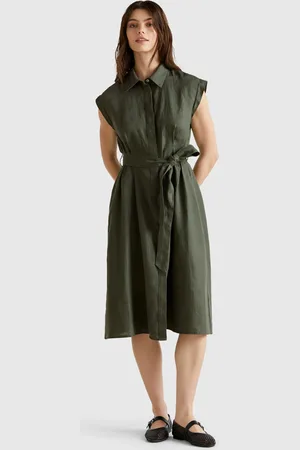 Benetton Benetton, Shirt Dress In Pure Linen, size S, , Women