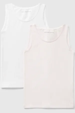 Benetton Benetton, Two Tank Tops In Stretch Cotton, size 2XL, , Kids