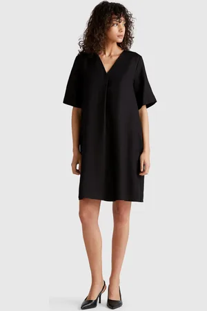 Benetton Benetton, Short Sleeve Dress In Pure Linen, size L, , Women