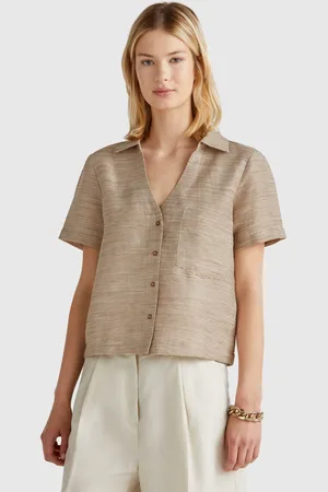 Benetton Benetton, Striped Shirt Made From Linen Blend, size XS, , Women