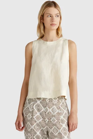 Benetton Benetton, Sleeveless Top In Pure Linen, size XL, , Women