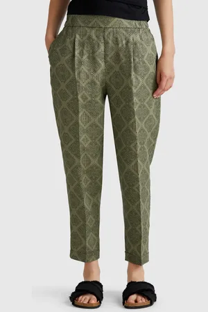 Benetton Benetton, Printed Linen Trousers, size XS, , Women