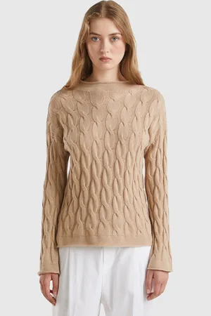Benetton Benetton, Cashmere Blend Sweater With Cable Knit, size XS, , Women