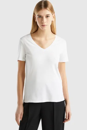 Benetton Benetton, Pure Cotton T-shirt With V-neck, size XS, , Women
