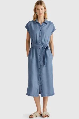 Benetton Benetton, Chambray Shirt Dress With Sash, size XXS, , Women