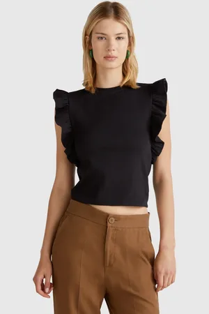 Benetton Benetton, Slim Fit T-shirt With Rouches, size S, , Women