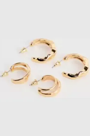 Urban Outfitters UO Molten Hoop Earrings 2-Pack