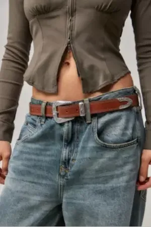 Urban Outfitters UO Cassidy Stitched Leather Western Belt