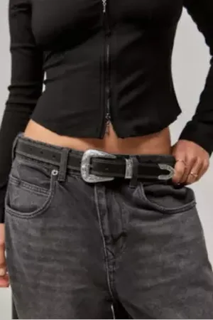 Urban Outfitters UO Cassidy Stitched Leather Western Belt