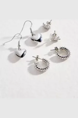Urban Outfitters UO Swan & Heart Earrings 3-Pack