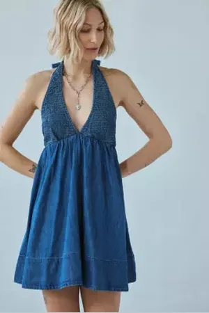 BDG Iris Smocked Halterneck Dress
