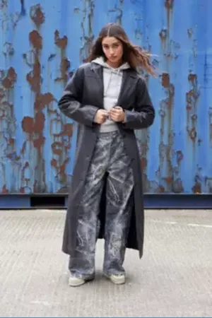 Silence + Noise Faux Leather Trench Coat Jacket