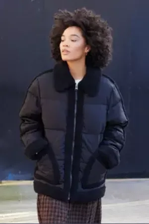 Kimchi Blue Borg Trim Puffer Coat Jacket