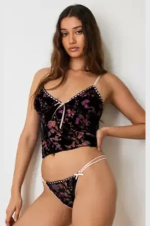 Out From Under Mindy Floral Print Lace Thong
