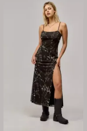 Urban Outfitters UO Leopard Camo Mesh Maxi Dress
