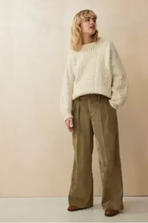 Archive At UO Olive Corduroy Ash Low Rise Trousers S at Urban Outfitters