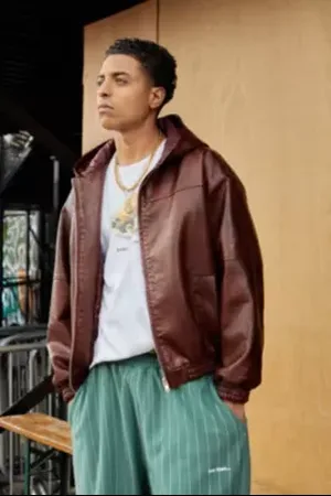 BDG Silvio Faux Leather Skate hoodie