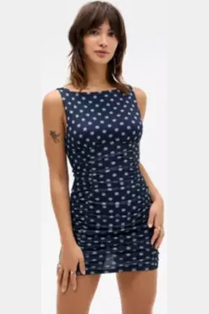 Silence + Noise Nancy Mesh Ruched Mini Dress