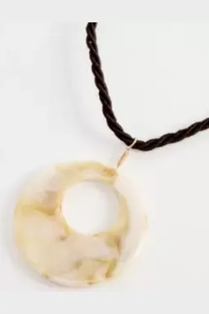 Urban Outfitters UO Chocolate Cord Yellow Pendant Necklace