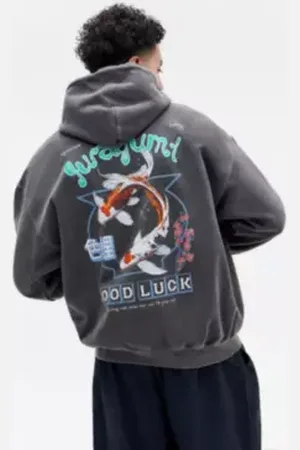 Urban Outfitters UO Good Luck Fish Hoodie