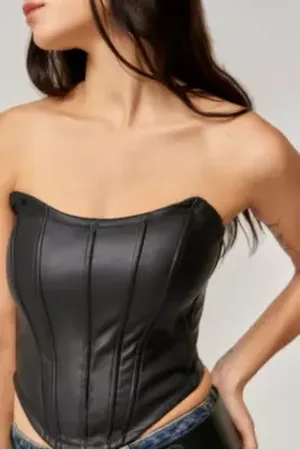 Silence + Noise Pheonix Faux Leather Bandeau Top