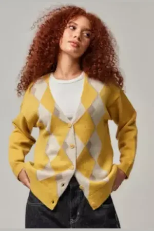 iets frans... Iets frans. Argyle Boyfriend Cardigan