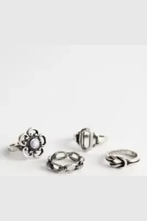 Urban Outfitters UO Flower Ornate Ring 4-Pack