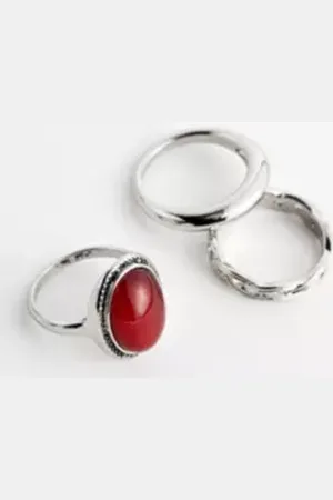 Urban Outfitters UO Amber Stone Rings 3-Pack