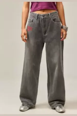 ED HARDY UO Exclusive Oversized Embroidered Jeans