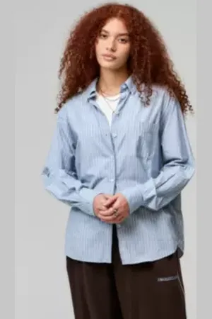 Archive At UO Blue Stripe Long Sleeve Shirt