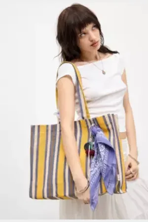 Urban Outfitters UO Large Stripe Woven Tote Bag