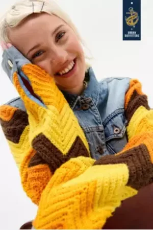 Urban Vintage Beyond Retro Crochet Sleeve Denim Jacket