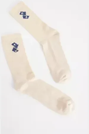 Urban Outfitters UO Ecru Koi Embroidered Socks