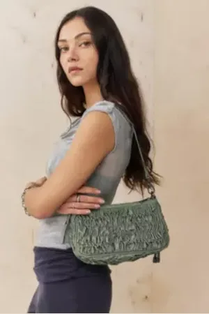 Urban Outfitters UO Ruched Faux Leather Small Shoulder Bag