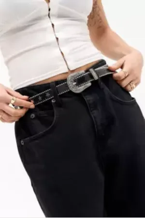 Urban Outfitters UO Star Eyelet Skinny Faux Leather Belt
