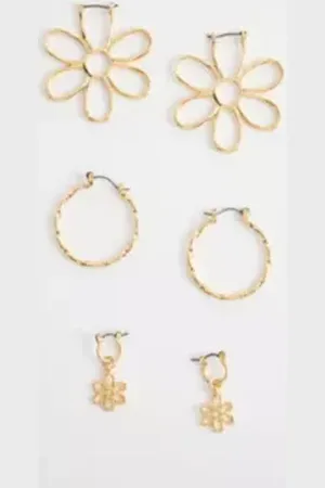 Silence + Noise Daisy Hoop Earrings 3-Pack