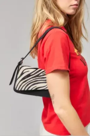 Urban Outfitters UO Pony Asymmetric Zebra Print Leather Shoulder Bag