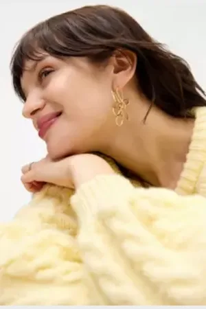 Silence + Noise Metal Petal Flower Earrings