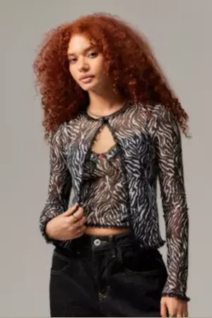 Urban Outfitters UO Zebra Print Mesh Cardigan
