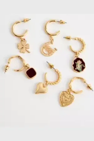 Urban Outfitters UO Mixed Charm Hoop Earrings 6-Pack at