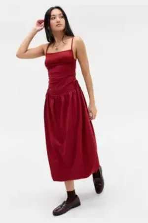 Silence + Noise Eliza Drop Waist Midi Dress