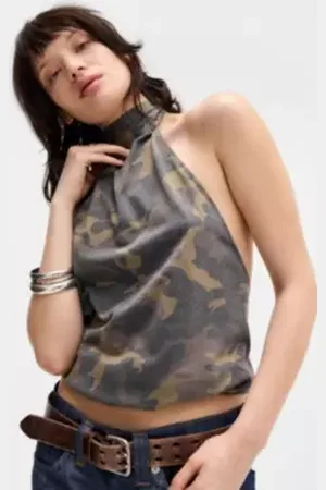 Jaded London Camo Drape Scarf Top UK 8 at Urban Outfitters