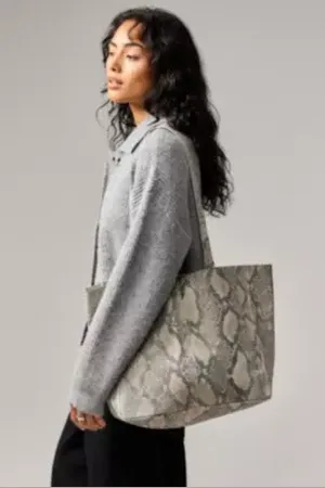 Urban Outfitters UO Snake-Print Leather Tote Bag
