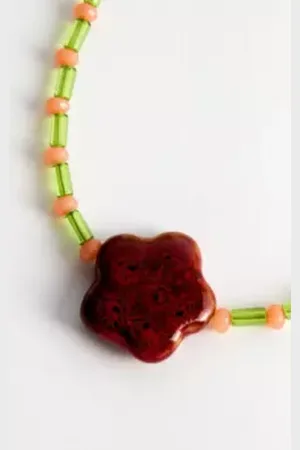 Urban Outfitters UO Beaded Flower Choker Necklace