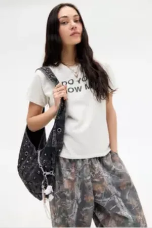 Urban Outfitters UO 90s Denim Eyelet Slouch Bag
